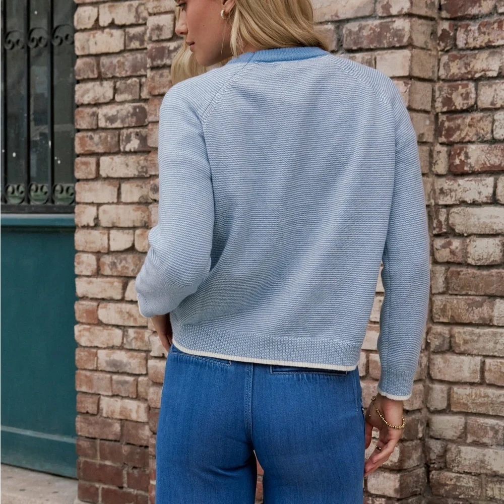 NWT bohme Women's Light Blue Crewneck Sweater - Picture 4 of 13